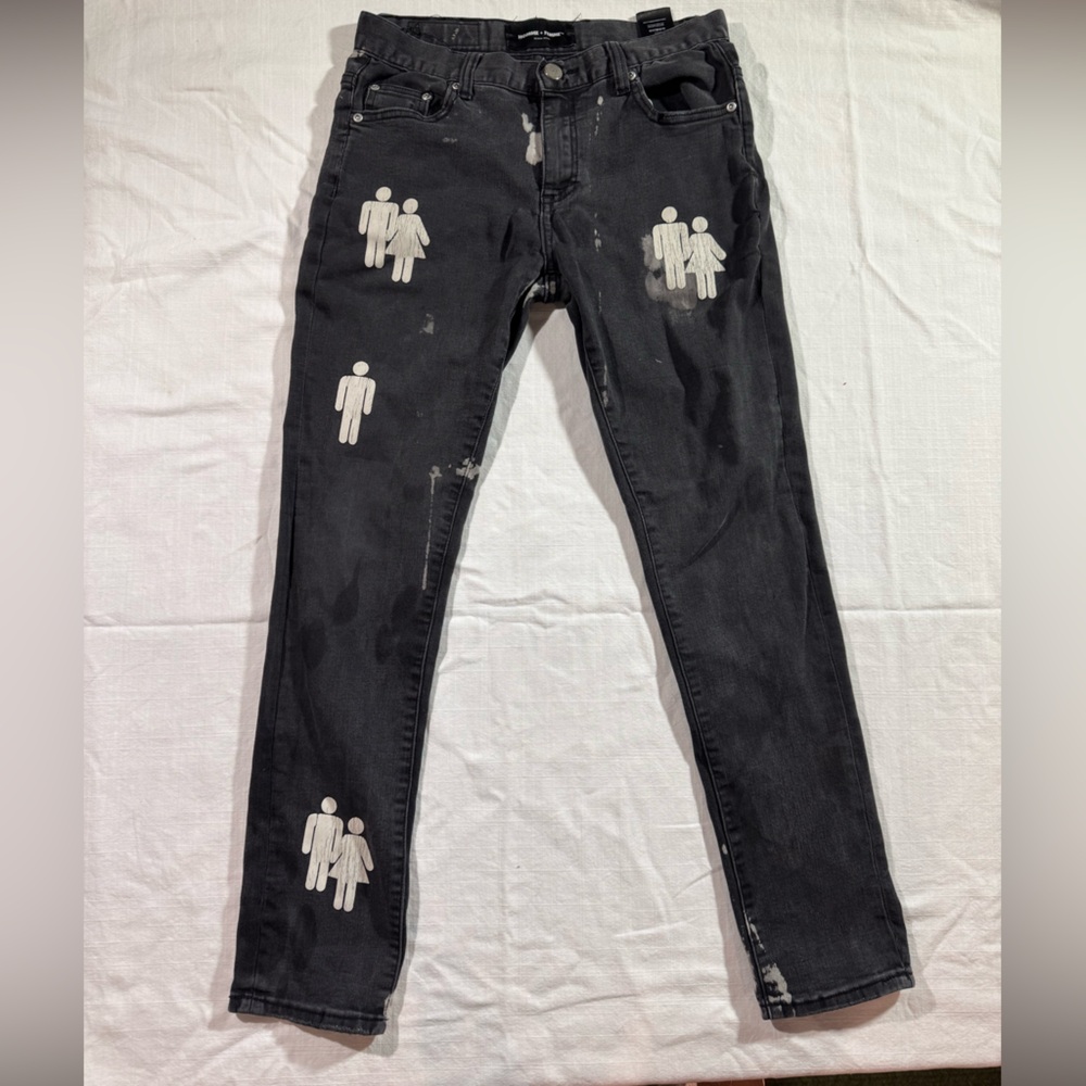 Stylish Black Slim Jeans with Graphic Design